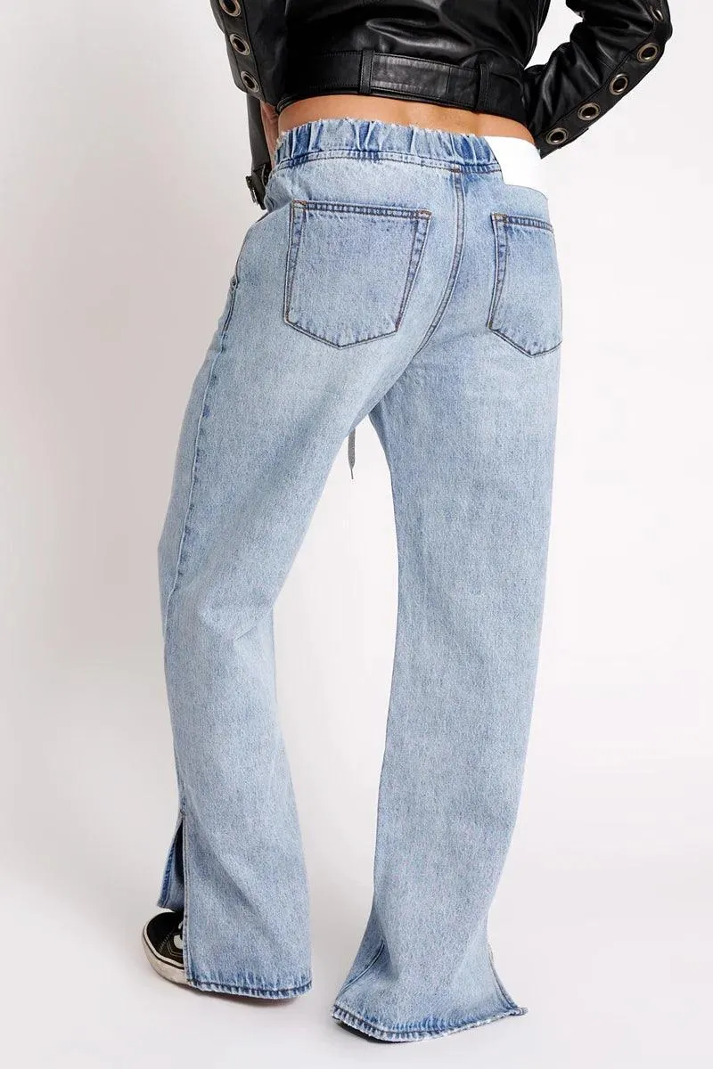 One Teaspoon Roadhouse Drawstring Wide Leg Jean in Salty Dog - Image 6