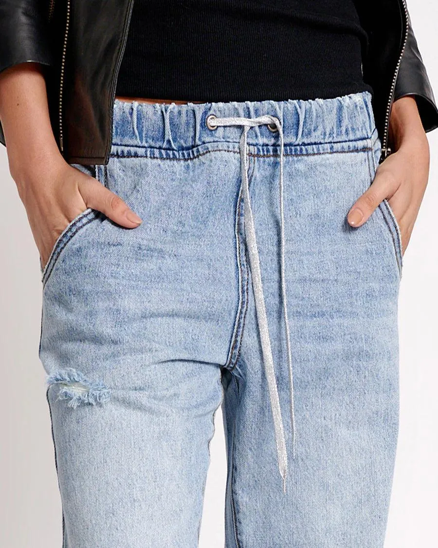 One Teaspoon Roadhouse Drawstring Wide Leg Jean in Salty Dog - Image 8