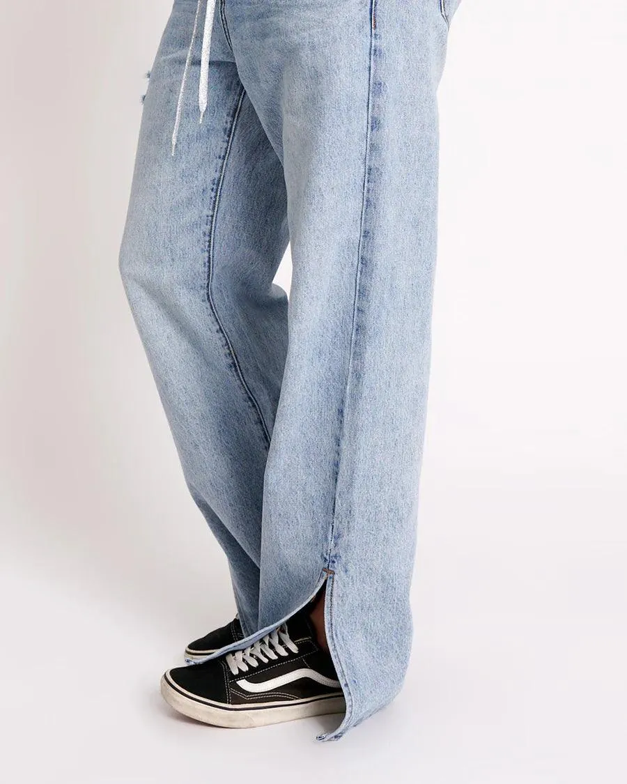 One Teaspoon Roadhouse Drawstring Wide Leg Jean in Salty Dog - Image 9