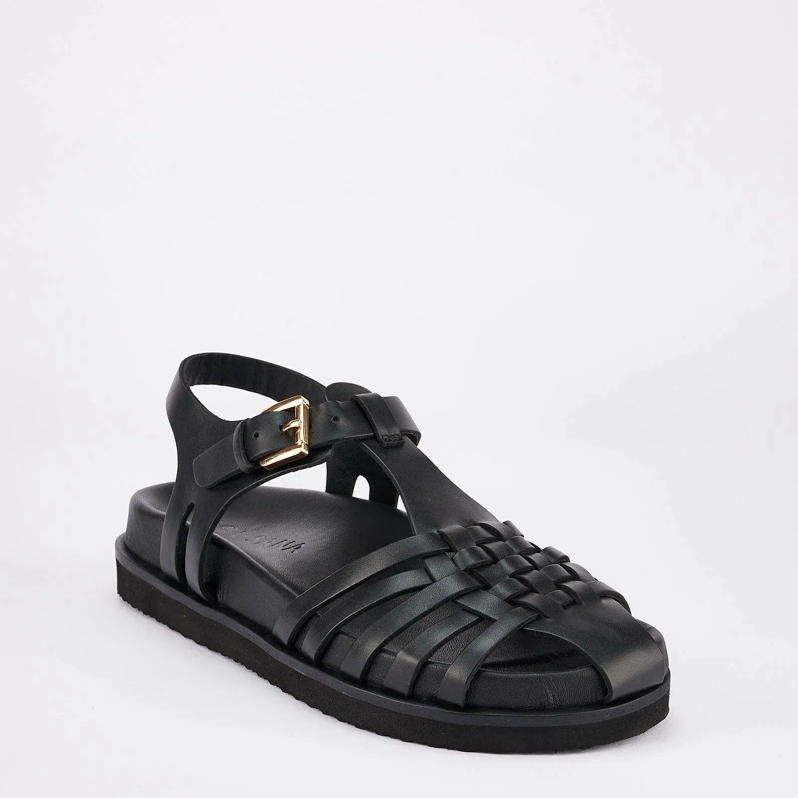 Sol Sana Fisherman Footbed Sandal in Black Leather - Image 5