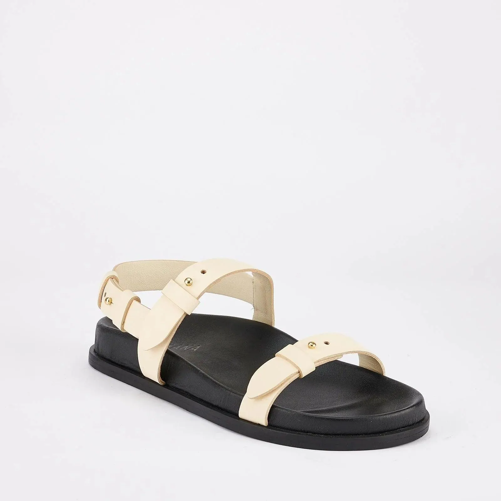 Sol Sana Tritan Footbed Sandal in Off White Leather - Image 3