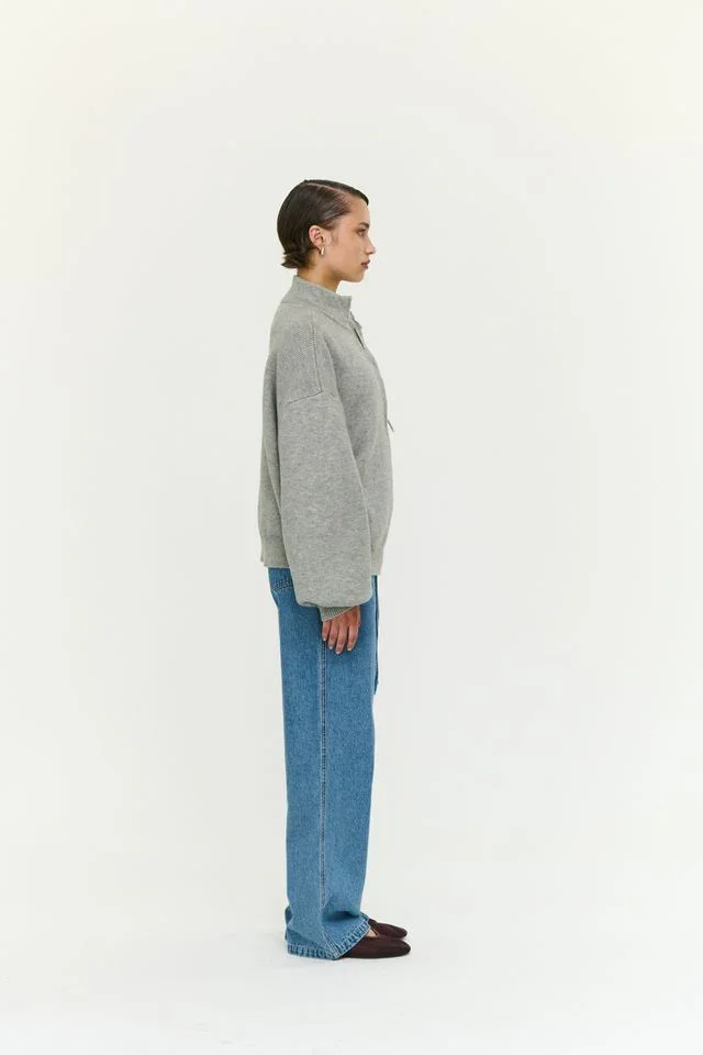 Staple the Label Harlow Oversize Zip Cardigan Grey Marle - Image 3