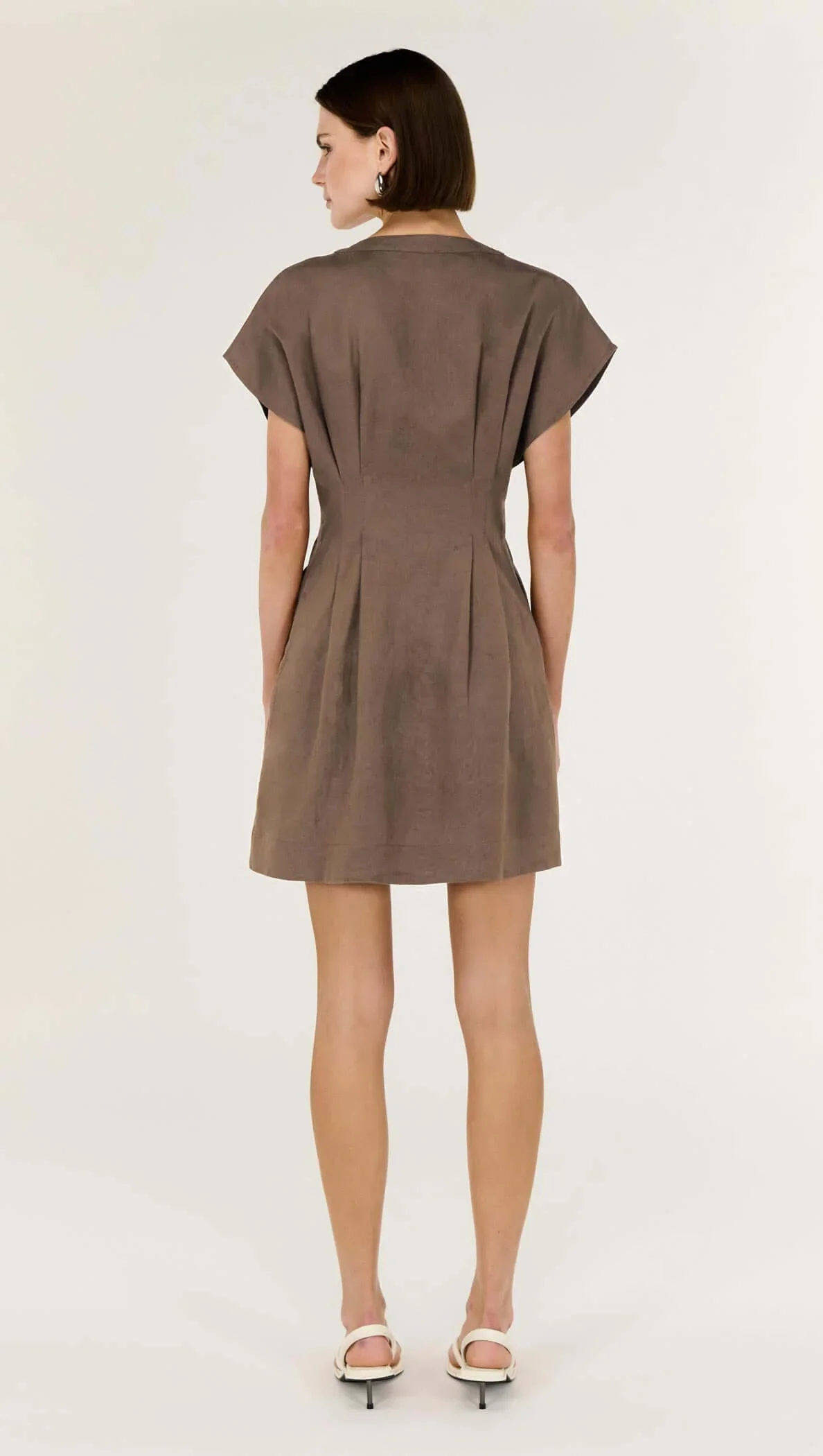 Staple the Label Evian Deep V Mini Dress in Brown - Image 3