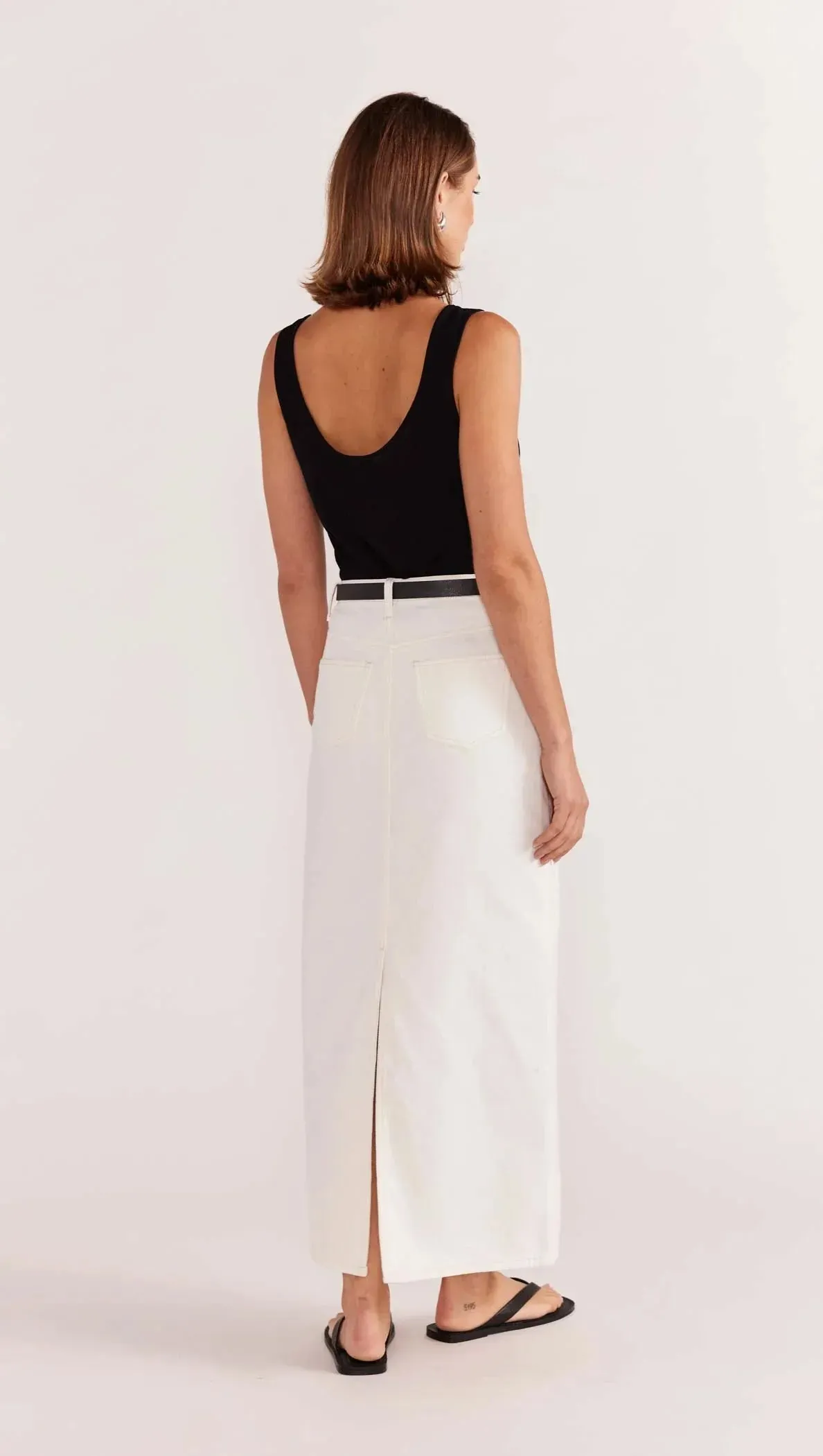 Staple the Label Innes Denim Midi Skirt in White - Image 5