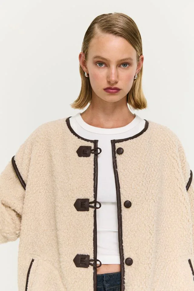 Staple the Label Pascal Teddy Duffle Coat Beige - Image 2