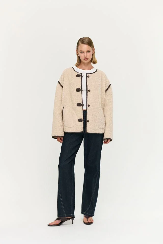 Staple the Label Pascal Teddy Duffle Coat Beige - Image 5