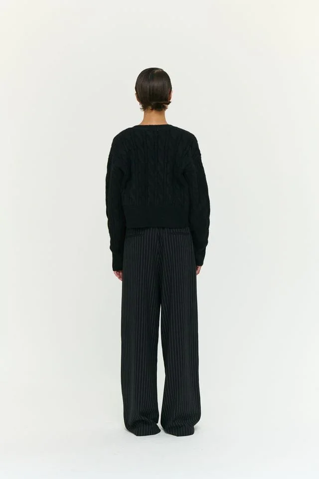Staple the Label Salem Cable Knit Cardigan Black - Image 6