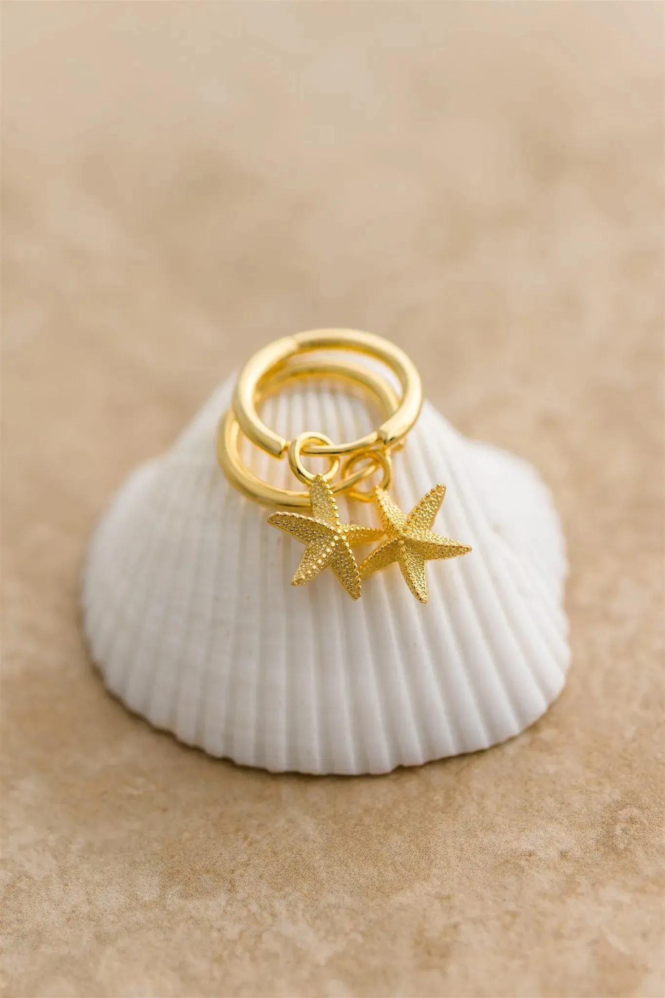 Indigo and Wolfe Starfish Shape Yellow Gold Plated Drop Earrings - Image 4
