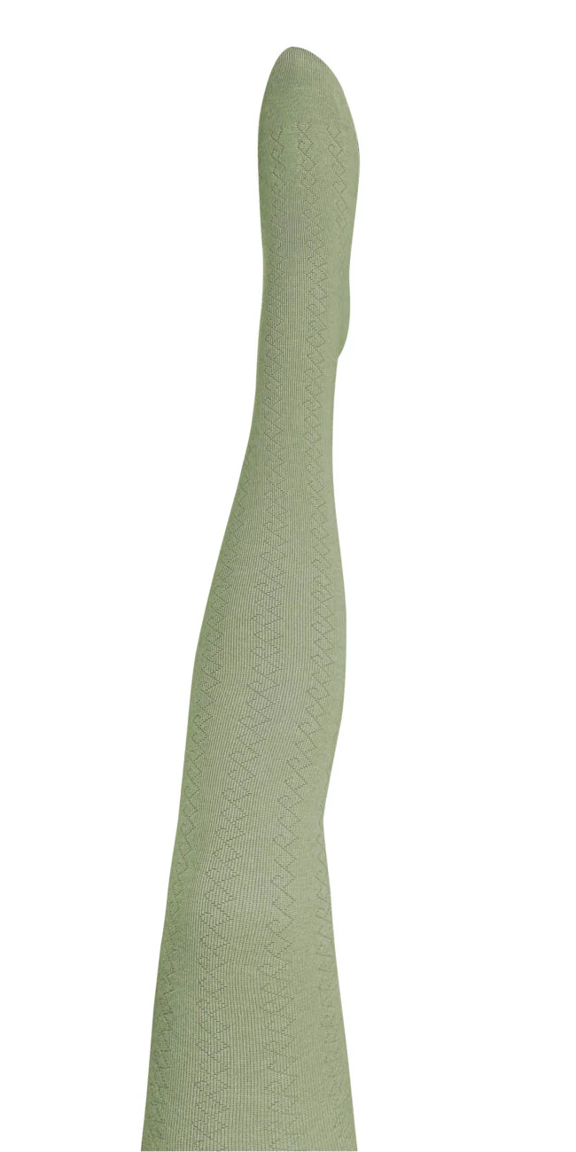 Tightology Geo Merino Wool Tights in Sage - Image 3