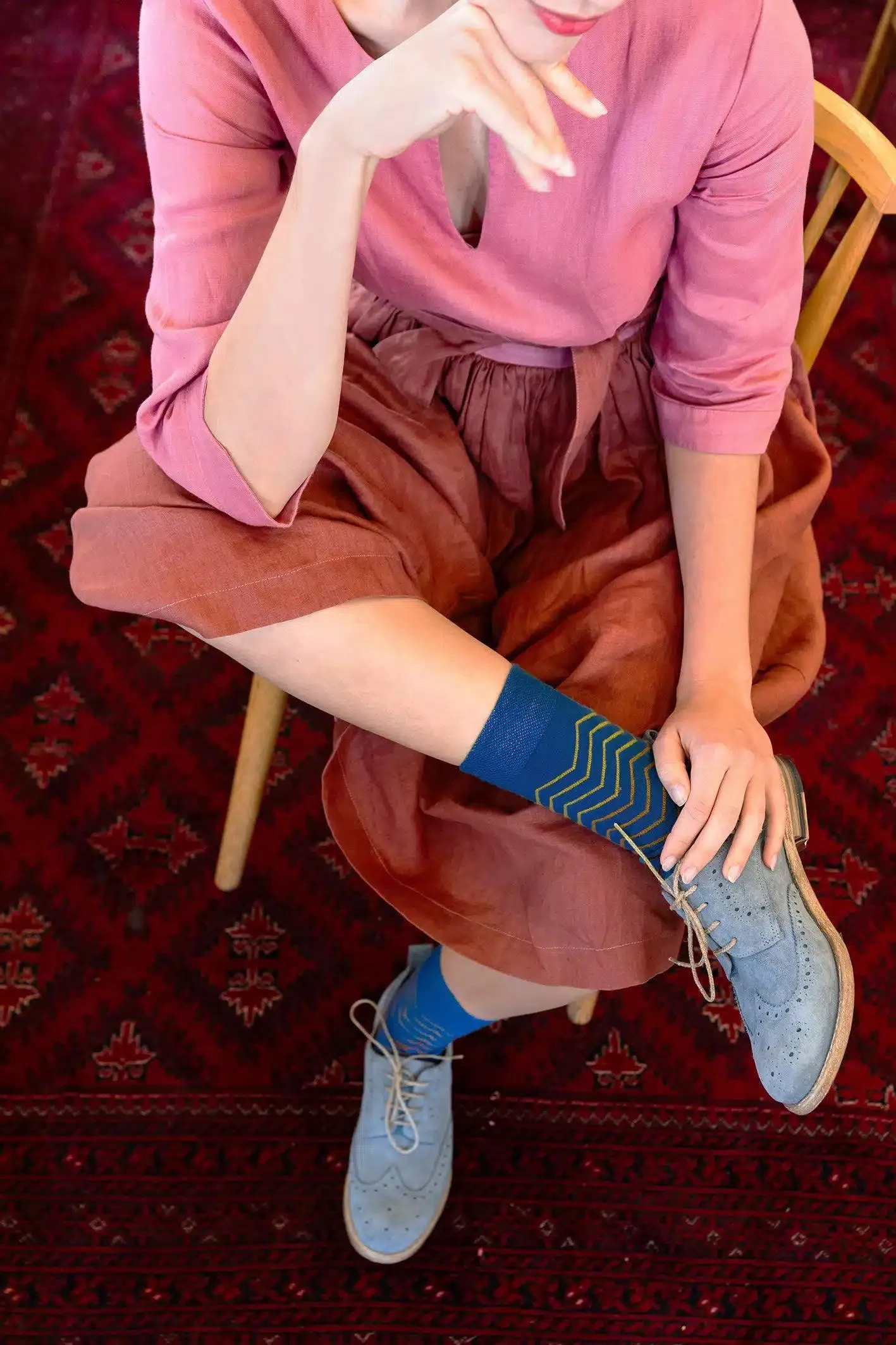 Tightology Waves Merino Socks in Blue