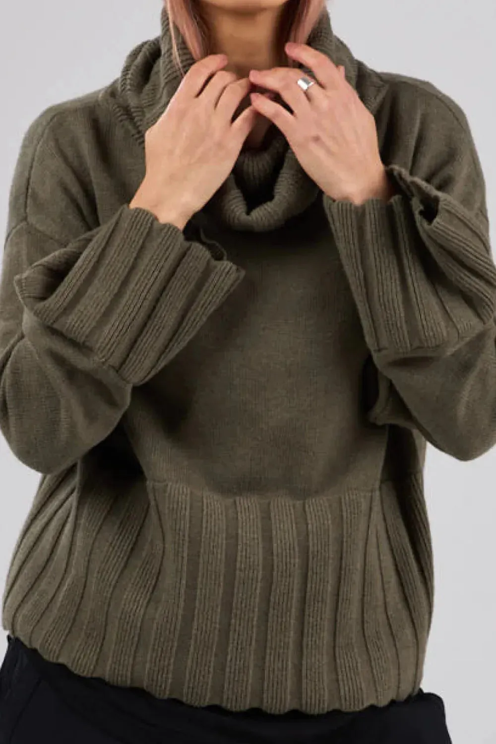 Dref by D Venus Knit Jumper in Olive Branch - Image 4