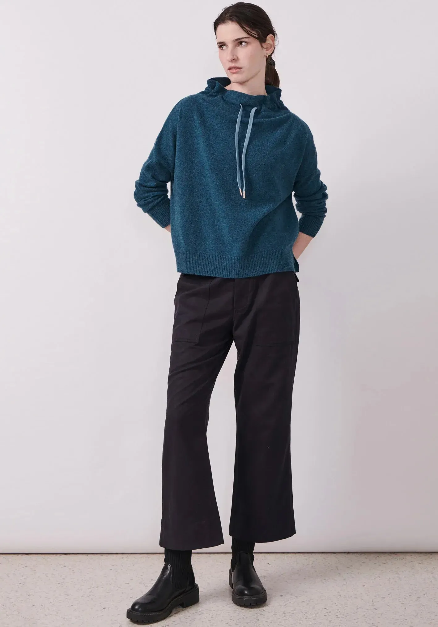 POL Clothing Willow Drawcord Knit in Teal - Image 5